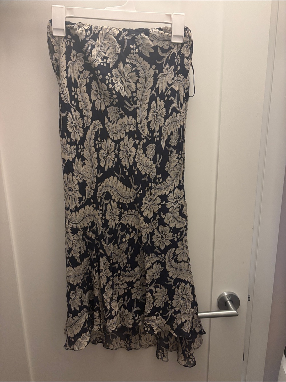 100% Silk Floral Midi Skirt